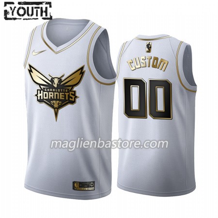 Maglia NBA Charlotte Hornets Personalizzate Nike 2019-20 Bianco Golden Edition Swingman - Bambino